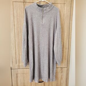 YOURS Grey Ribbed Knit Sweater Dress